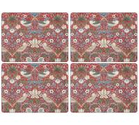 Pimpernel Strawberry Thief Red Placemats, Wood, Multi-Colour, Small, Set of 4