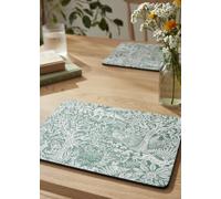 Pimpernel Tapestry Sage Placemats Set of 6, Cork Backed Table Mats, Heat & Stain Resistant Table Protection, Woodland Botanical Design, 30.5 x 23 cm