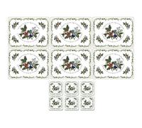 Pimpernel Set of 6 Placemats & Coasters - Cork-Backed Table Mats, The Holly and The Ivy Floral Design with Heat Resistance & Stain Protection for Everyday Dining