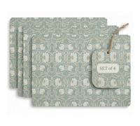 Pimpernel Spode Morris & Co Privat Large Placemats Set of 4, Green, 40.1cmx29.8cm (X0010649172)