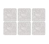 Portmeirion Home & Gifts The Original Co-Pure Morris Strawberry Thief Cork Backed Coasters Set of 6, Wood, Multi Coloured, 10.5 x 10.5cm