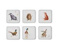Pimpernel x Wrendale Designs Set of 6 Assorted Coasters - Cork-Backed with Charming Animal Illustrations, Heat Resistant and Stain Protected Table Coasters, Suitable for Everyday Use