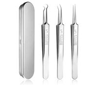 Pimple Blackhead Remover 3 PCS Skin Tag Removal Tweezers Face Nose Black Head Precision Professional Facial Extraction Set Pore Blemish Pointed Needle Clip Scraper Makeup Tool Kit