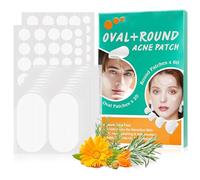 Pimple Patches for Face - Hydrocolloid Patch Set | 80PCS Oval & Round Shapes, Tea Tree & Calendula Oil, Safe for Sensitive Skin, Covers Whiteheads & Breakouts on Face, Back, Neck, Chest, Chin