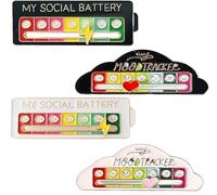 Pin Badge,4pcs Social Battery Badge Funny Mood Conversion Badge - Creative Mood Indicator Pin for 7 Days Cute Creative Expression Pin Brooch Men Women GiftUnique Pin Badge