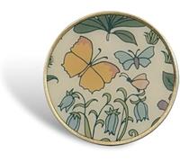 Half Moon Bay Apothecary's Garden Botanical Butterflies and Flowers by ACS Voysey 1.5 Inch Zinc Alloy and Enamel Button Pin Badge, 1.5 Inch, Zinc Alloy and Enamel, no gemstone