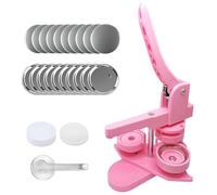 Pin Badge Button Maker Machine with Rotatable Press and 100 Button Parts, Includes Circle Cutter for Easy Badge Creation