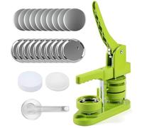 Pin Badge Button Maker Machine with Rotatable Press and 100 Button Parts, Includes Circle Cutter for Easy Badge Creation