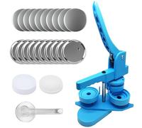 Pin Badge Button Maker Machine with Rotatable Press and 100 Button Parts, Includes Circle Cutter for Easy Badge Creation