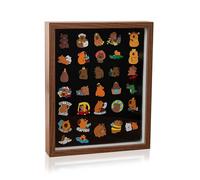 Pin Badge Display, 10-inch Wood Pin Display Frame Desktop and Wall Display, Sealed and Dustproof for Military Medals, Jewelry Earrings (20.3x25.4x3cm)