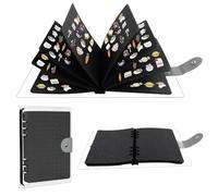 Pin Badge Display Book,8 Pages Enamel Pin Display for Store 350+ Pins,Waterproof Brooch Collection Storage Holder,Felt Jewelry Organizer Book for Pins, Brooches,Badges,Medals (Black)
