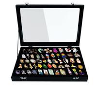 Pin Badge Display Case, Pin Collection Display Box 13.8X9.4In Pin Collector Storage, Enamel Pin Display Pages Stylish Shadow Box Frame For Breastpin, Medal, Badges, Ribbons, Gifts Packing (Black)