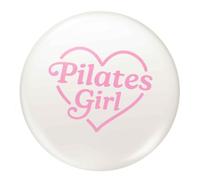 Pin Badge Pilates Girl Heart Design | Metal Front, Plastic Back, Clear Plastic Coating and Pin Attachment