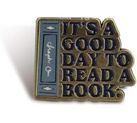 Half Moon Bay Pulteney Press It's A Good Day To Read A Book 1.5 Inch Black and Gold Zinc Alloy and Enamel Lapel Pin Badge, 1.5 Inch, Zinc Alloy and Enamel, no gemstone