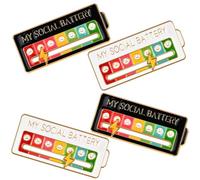 Pin Badges,4 PCS Social Battery Badge Cute Pins Badge Pins Cute Badges Mood Conversion Brooch Pin Badge Lapelpin Social Battery Broochpins Allow You To Silently Indicate Your Mood