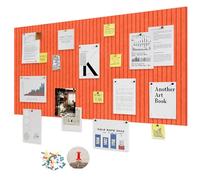 Pin Board, 60 x 40 cm, Large Photo Wall, Felt Notice Board, Memo Boards, Wall Decoration, Vision Board, 0.9 cm Thick, Foldable Photo Board with Self-Adhesive Tape, Honey Orange