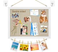 Pin Board Cork Board with Linen Double-Sided Notice Boards Mood Board Small Cork Boards for Walls Wood Framed Display Hanging Pin Board, Bulletin Board Vision Board for Home Kitchen Office-40×30 CM