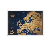 Pin Board Europe Travel Card + Bonus 100 Pins Europe Travel Map with Frame Personalised Cards with Original Colours Made in The EU, Natural Wooden White Frame