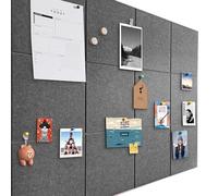 Pin Board, Large, 120 x 90 cm, Felt Self-Adhesive with 90 Push Pins, Pack of 12, 9 mm Thick Pin Board, Vision Board for Photos, Note Memo Board for Home, Kitchen, Office, School, Dark Grey