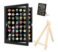 Pin Display Case - Badge Collection Display Frame - 20×15×5cm Shadow Box Enamel Pin Organizer, Acrylic Clear Window Medal Case with Stand for Collecting Pins Badges Medals Jewelries Earrings, Black