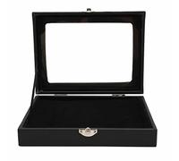 Pin Display Case with Glass Lid, Transparent Badge Storage Box, Enamel Pin Collection Display Frame Shadow Box for Military Medal, Jewellery, Black