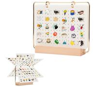 Pin Display Organizer,6 Pages Brooch Holder 23.8×20.5cm Enamel Brooch Organizer Collection Storage Calendar with Wooden Stand Badge Display Board Display Book for Earrings Holds Up to 240+ Pins(White)