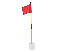 Pin Flag Hole Cup Set - Portable 2 Section Detachable Practice Supplies for Putting Greens in White and Red Grid (Red)