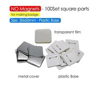 Pin Maker, 50mm Square Badge Button Maker 50x50mm Metal Blank Badge Button Parts for DIY Making Refrigerator Magnets Badge/Pins Set,More Accurate(100Set 50x50mm Parts)