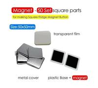Pin Maker, 50mm Square Badge Button Maker 50x50mm Metal Blank Badge Button Parts for DIY Making Refrigerator Magnets Badge/Pins Set,More Accurate(50Set 50mm Magnet)