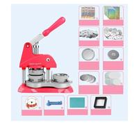 Pin Maker, 58MM Badge Button Maker Machine Badge Machine Complete Set DIY Refrigerator Sticker Making Machine with Paper Cutter Badge Parts,More Accurate(Rosso)