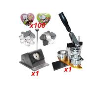 Pin Maker, Heart 57x53mm Badge Machine Equipped with Machine & Cutter & 100 Sets of Badge Materials Tinplate Advertising,More Accurate(Set)