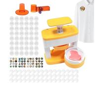 Pin Maker Professional 55mm Pin Making Kit, Ergonomic Badge Making Handle with Circular Cutter and 48 Blank Badges for Kids Craft Projects, Eve