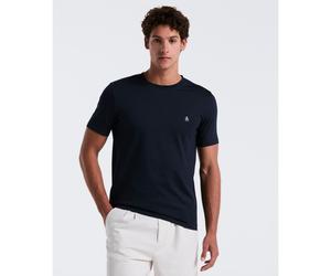 Pin Point Embroidered Logo Organic Cotton T-Shirt In Dark Sapphire