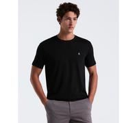 Pin Point Embroidered Logo Organic Cotton T-Shirt In True Black