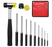 Pin Punch Set,13pcs Removing Repair Tools, Pin Punches and Hammer with Spare Rubber Heads, Great for Automotive, Watch Repair, Jewelry and Craft(13pcs Kit)