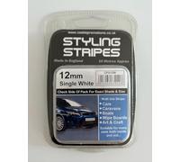 Pin Stripe 12mm x 10mtr Self Adhesive Car Pin Stripe Black - White - Red - Gold - Silver Coach Tape Styling Stripe (White)
