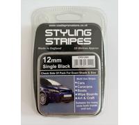 Pin Stripe 12mm x 10mtr Self Adhesive Car Pin Stripe Black - White - Red - Gold - Silver Coach Tape Styling Stripe (Black)