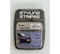 Pin Stripe 6mm x 10mtr Self Adhesive Car Pin Stripe Black - White - Red - Gold - Silver Coach Tape Styling Stripe (Silver)