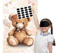 Pin The Nose for Bear with 40 Pcs Noses Stickers, Large Party Games Poster for Kids Birthday Party Carnival Party Decoration Supplies