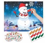 Pin the Nose on the Snowman Game Fun Christmas Party Kids Adults Holiday Snowman Activity Winter Classroom Family Indoor Outdoor Pin the Tail Party Games Stocking Filler Elf Shelf Reindeer(1 Pack)