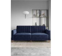 Pin Tufted Transitional Velvet Futon Blue