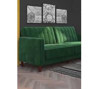 Pin Tufted Transitional Velvet Futon Green