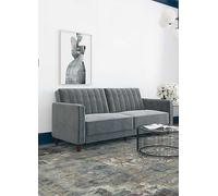 Pin Tufted Transitional Velvet Futon Grey