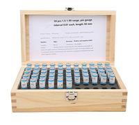 Pin Type Needle Gauge Set, Hole Measurement Tool, Bearing Steel Smooth Surface Plug Gauge for Precision Inspection, 50pcs Pin Gauges from 1.5mm to 1.99mm with Wood Box