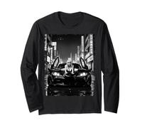 Pin-up Girl Sports Car Tee - Sexy JDM Girl on Sports Car BW Long Sleeve T-Shirt