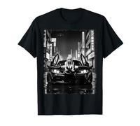 Pin-up Girl Sports Car Tee - Sexy JDM Girl on Sports Car BW T-Shirt