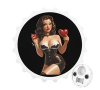 Pin Up Holding Heart Fashion Bottle Opener Beer Cap Shape Fridge Magnets Can Openers for Home Bar