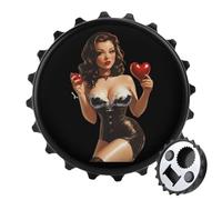 Pin Up Holding Heart Fashion Bottle Opener Beer Cap Shape Fridge Magnets Can Openers for Home Bar