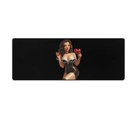 Pin Up Holding Heart Funny Mouse Pad with Stitched Edges Non Slip Waterproof Mousepad Desk Mat for Office Gaming