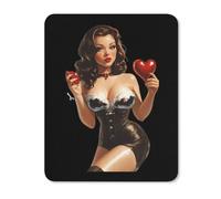 Pin Up Holding Heart Printed Mouse Pad with Stitched Edges Non Slip Vertical Mousepad Desk Mat for Office Gaming
